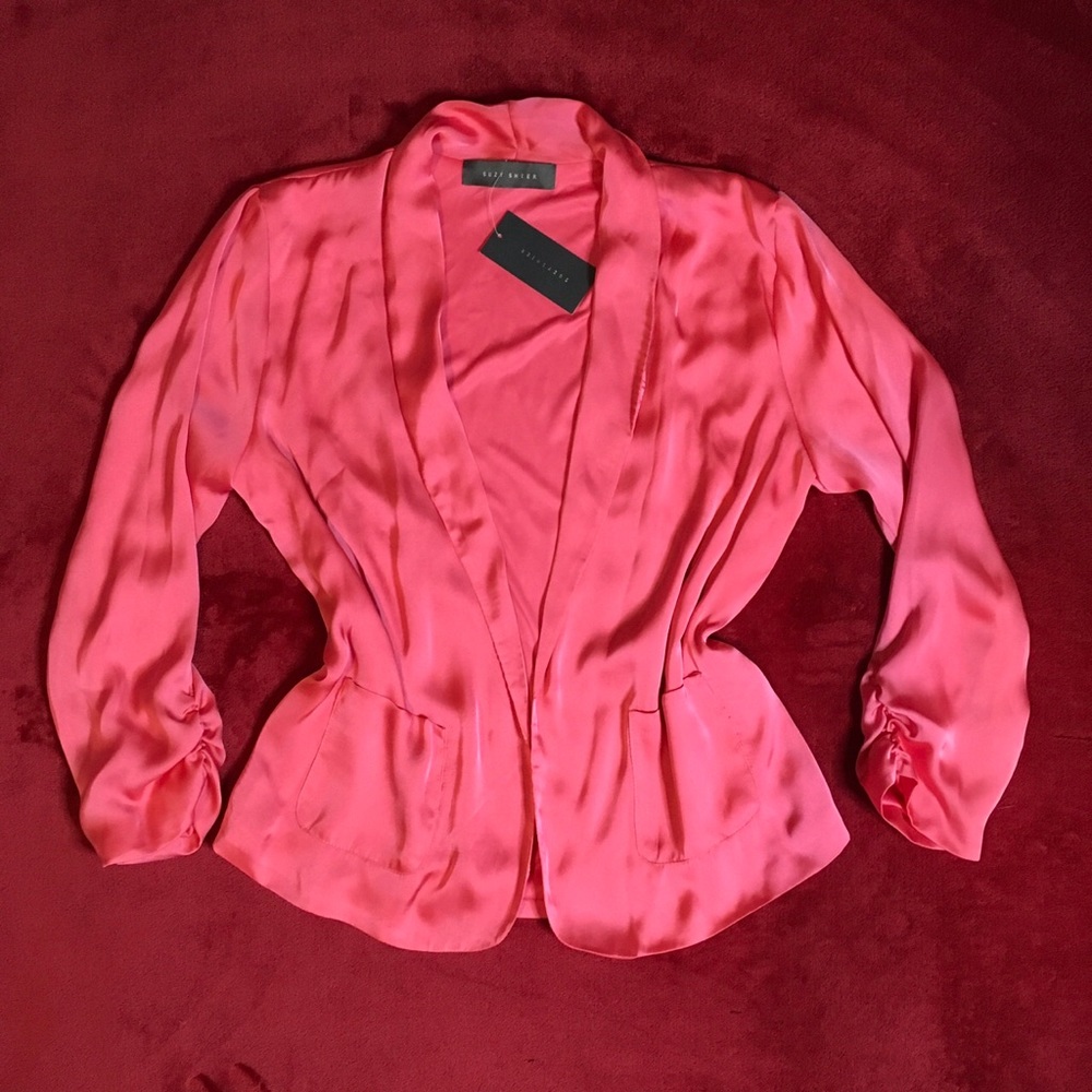 SUZY SHIER Coral Satin Blazer